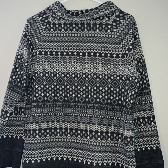 T by Talbots Fair Isle Nordic Knit Mock Neck Side Zip Sweater Womens Size MP - Picture 8 of 11